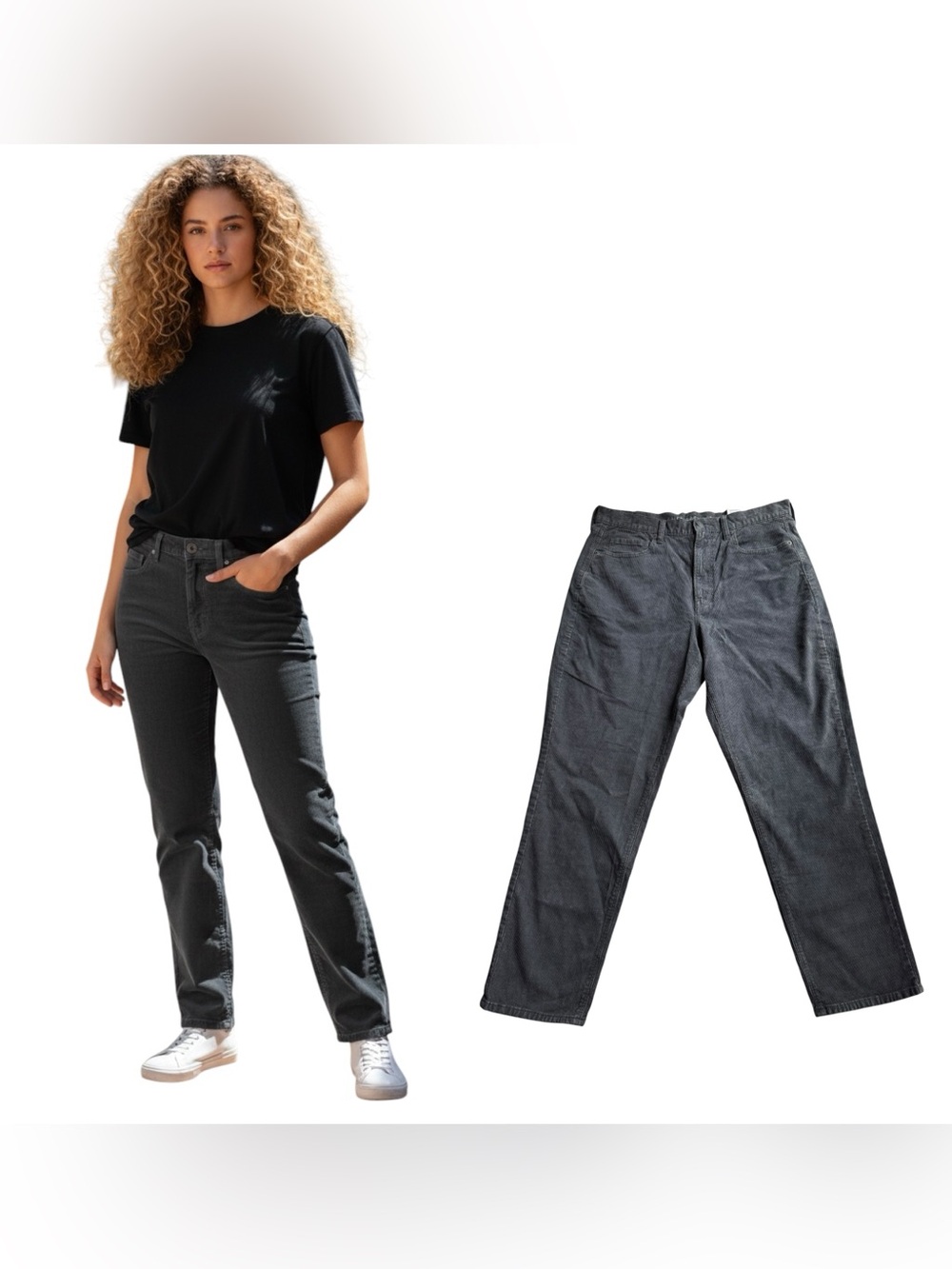 AEO American Eagle Corduroy Mom Jean Hi Rise Pant Gray Size 12 NWT 31W Stretch